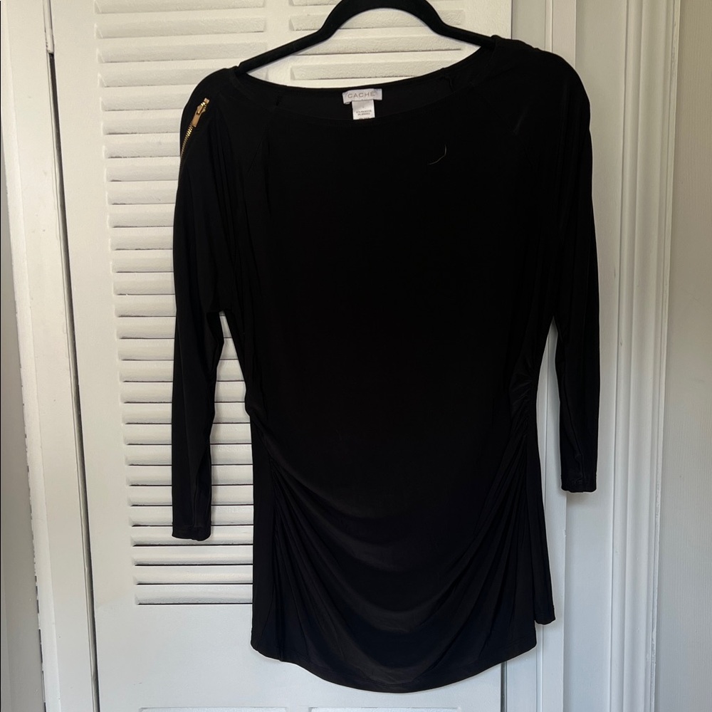 Cache Black Draped Blouse
